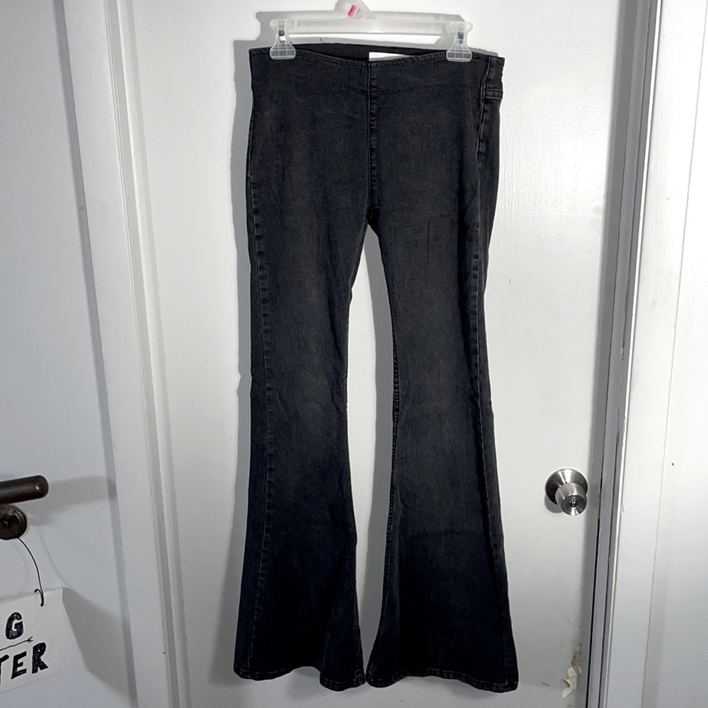Black Newbury Kustom Mid-Rise Flare Stretch Jeans